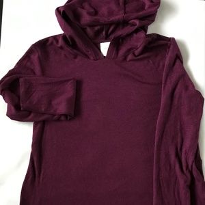 Alfani Marled Burgundy/Black Soft Knit Hoodie Tunic Medium